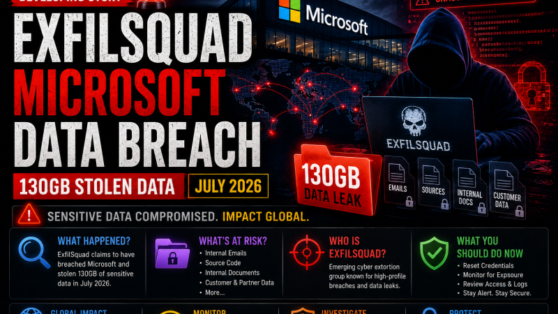 ExfilSquad Claims 130GB Microsoft Data Breach: 8 Million Records, 14 Simultaneous Victims and What SOC Teams Should Do Now