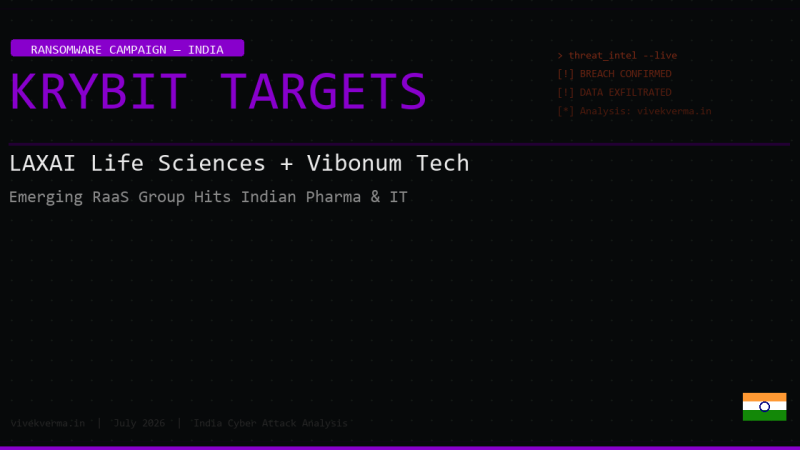 Krybit Ransomware Hits Indian Pharma and IT: LAXAI Life Sciences and Vibonum Technologies Attacked in 72 Hours