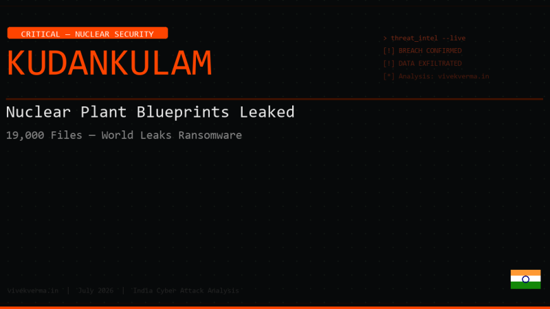 Kudankulam Nuclear Plant Breach: World Leaks Ransomware Exposes 19,000 Files Including Reactor Blueprints
